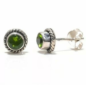 Peridot 925 Solid Sterling Silver Stud Earring